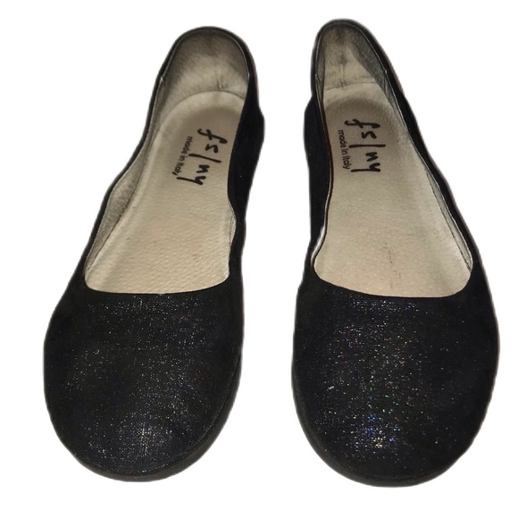 French Sole NY Sloop Black Metallic Leather Ballet Flat Women’s 8 Round Toe - Picture 7 of 12